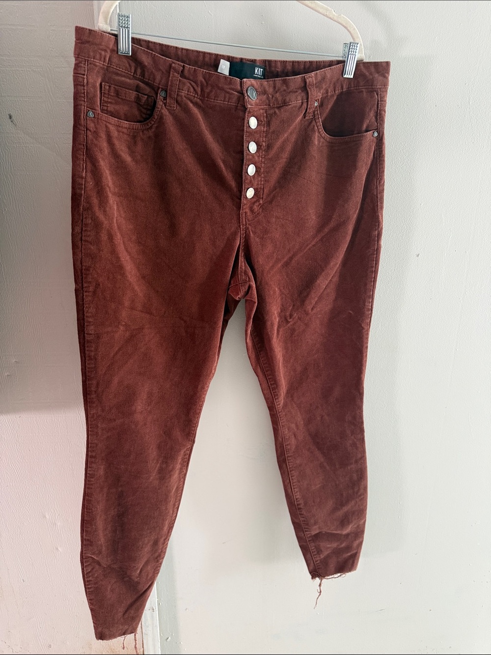 Kut from the Kloth Rust Corduroy Button-Front Pants